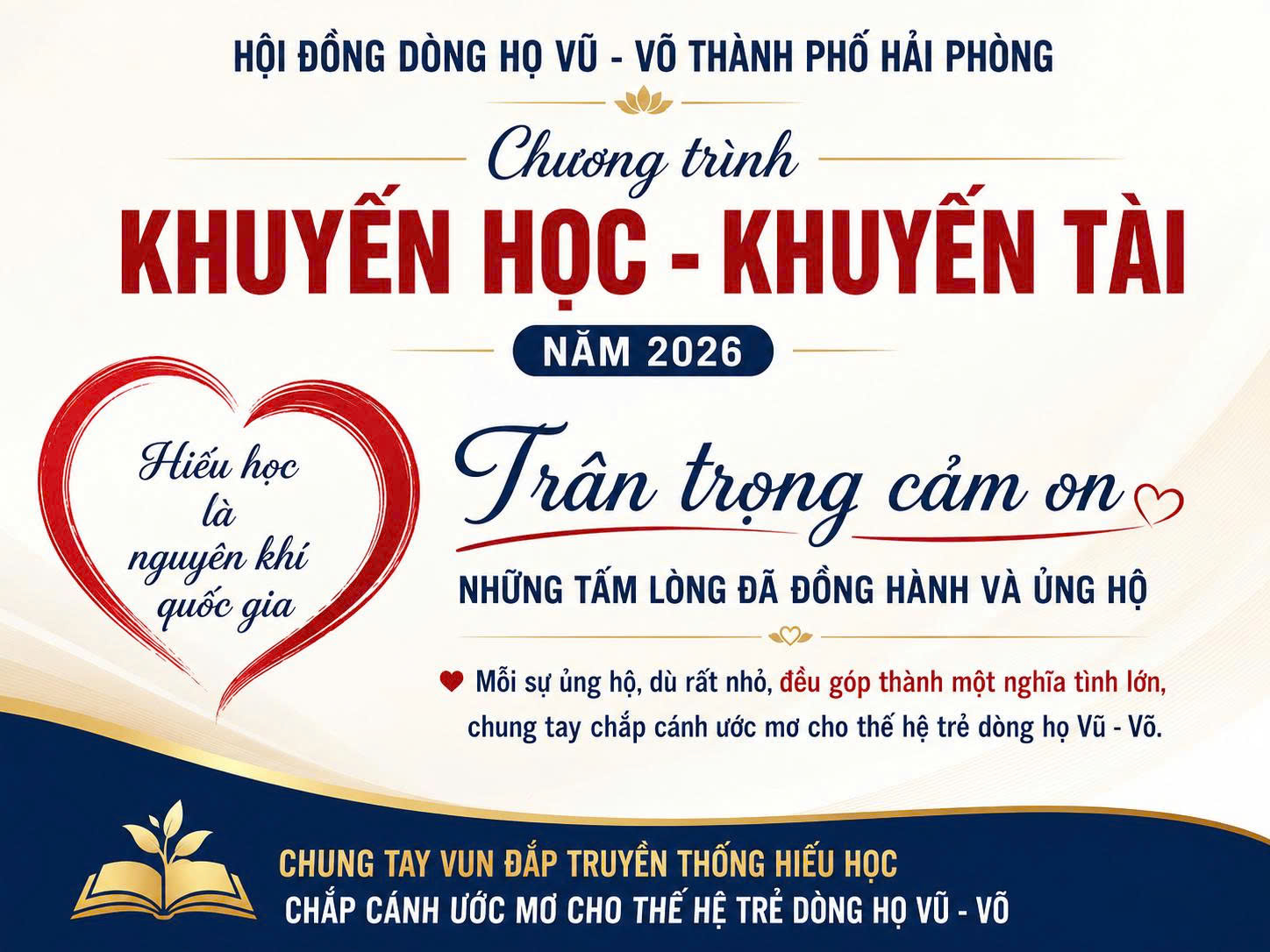 TRÂN TRỌNG CẢM ƠN NHỮNG TẤM LÒNG ĐỒNG HÀNH CÙNG CHƯƠNG TRÌNH KHUYẾN HỌC - KHUYẾN TÀI NĂM 2026