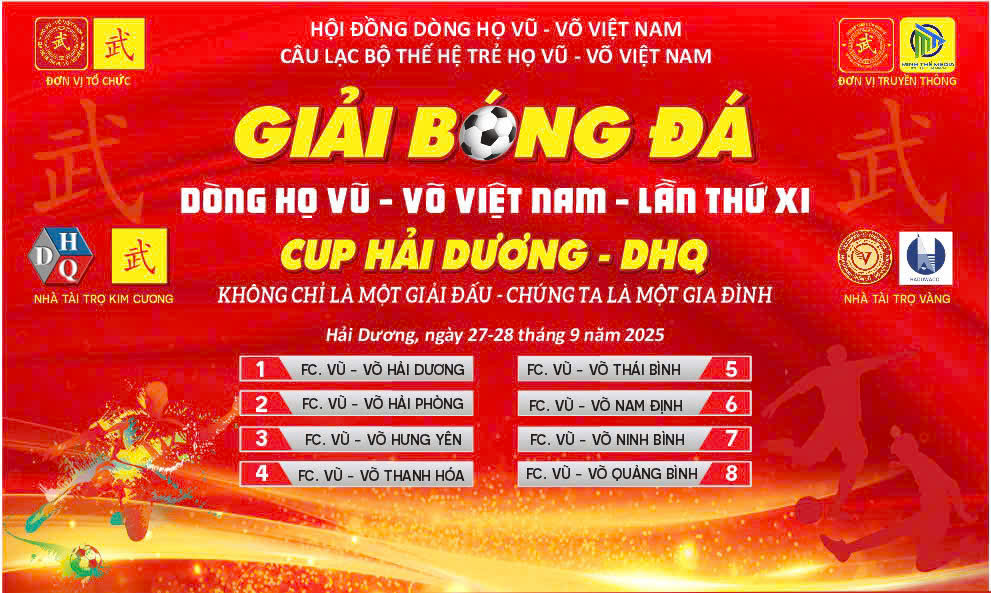 Giải Bóng Đá Dòng Họ Vũ – Võ Việt Nam Lần Thứ XI Cúp Hải Dương – DHQ: Gắn kết tinh thần, lan tỏa yêu thương